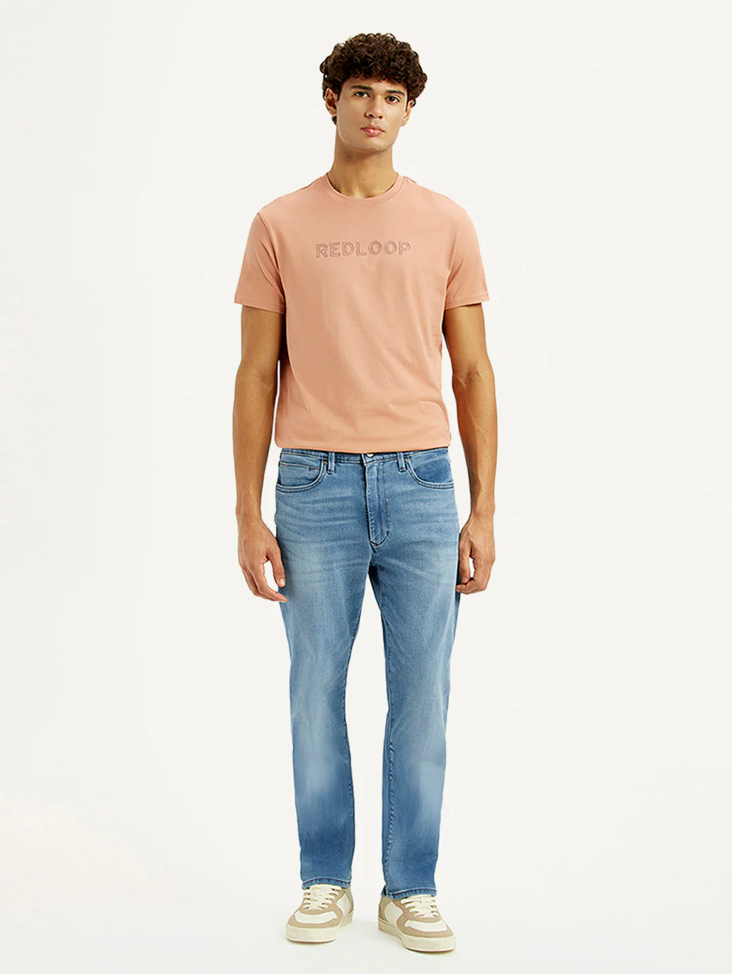 Men's Redloop 513 Light Blue Slim Straight Fit Mid Rise Jeans - Image 2