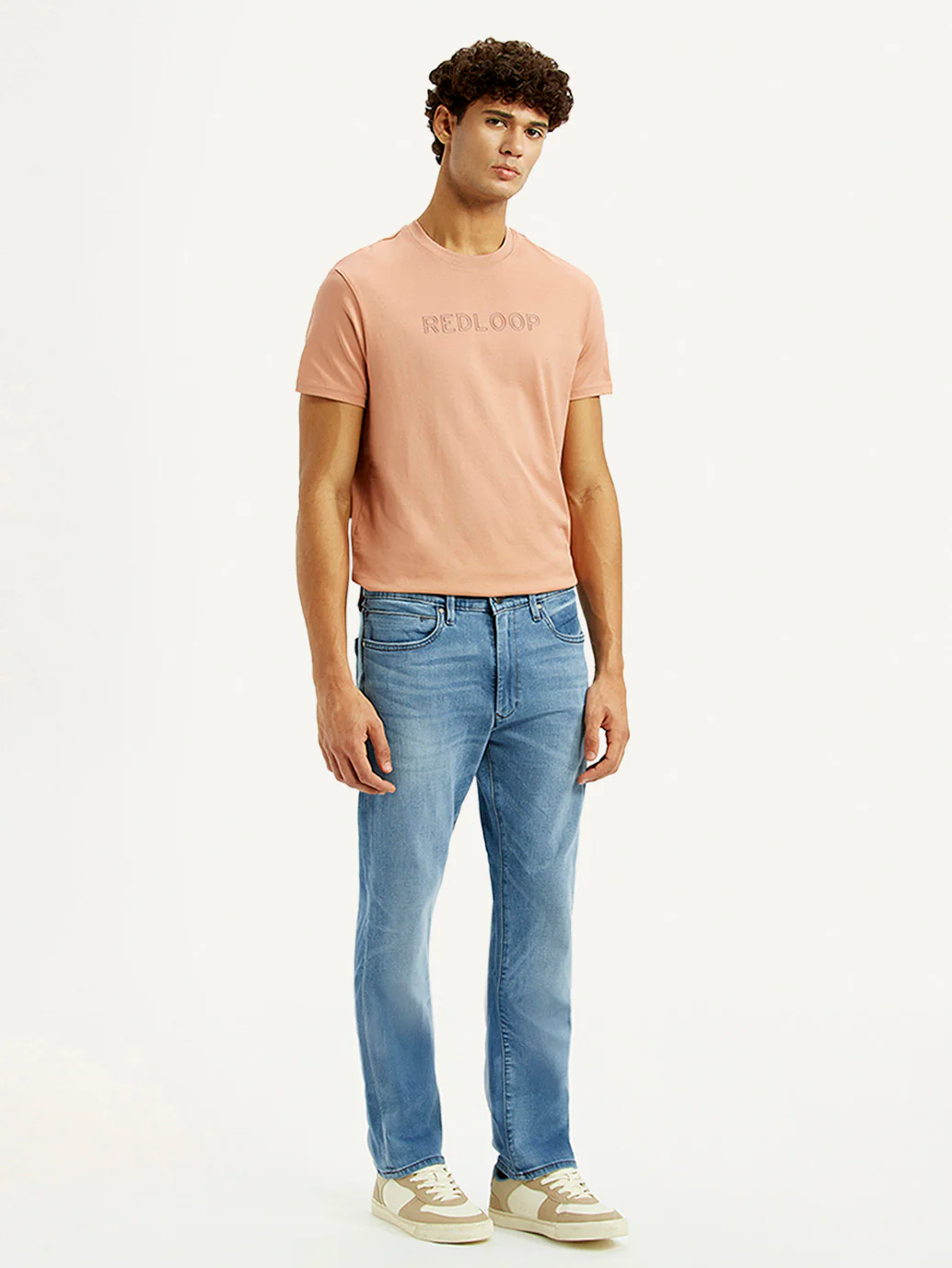 Men's Redloop 513 Light Blue Slim Straight Fit Mid Rise Jeans - Image 7