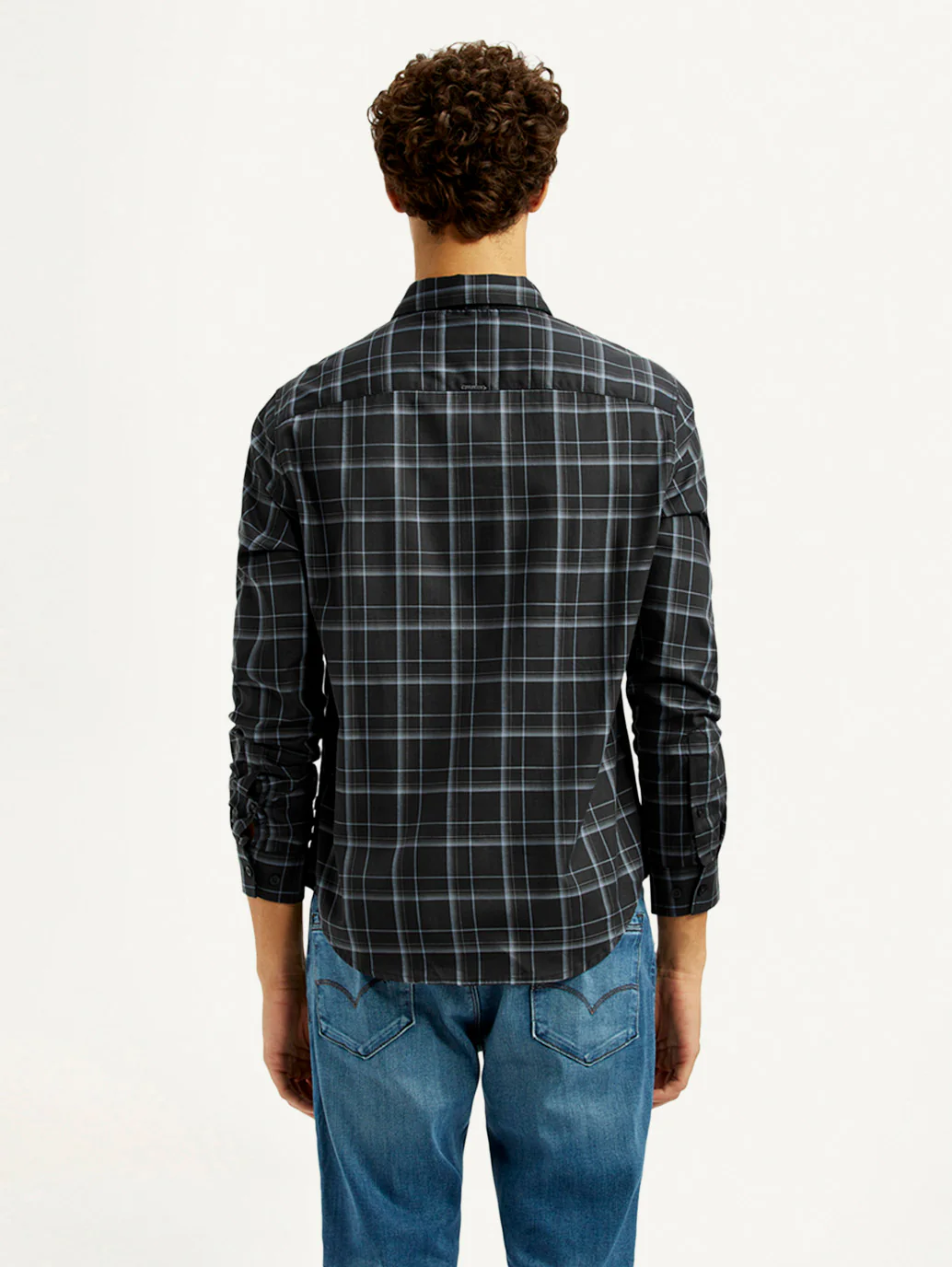 Men's Redloop Checkered Charcoal Grey Slim Fit Shirt - Image 3