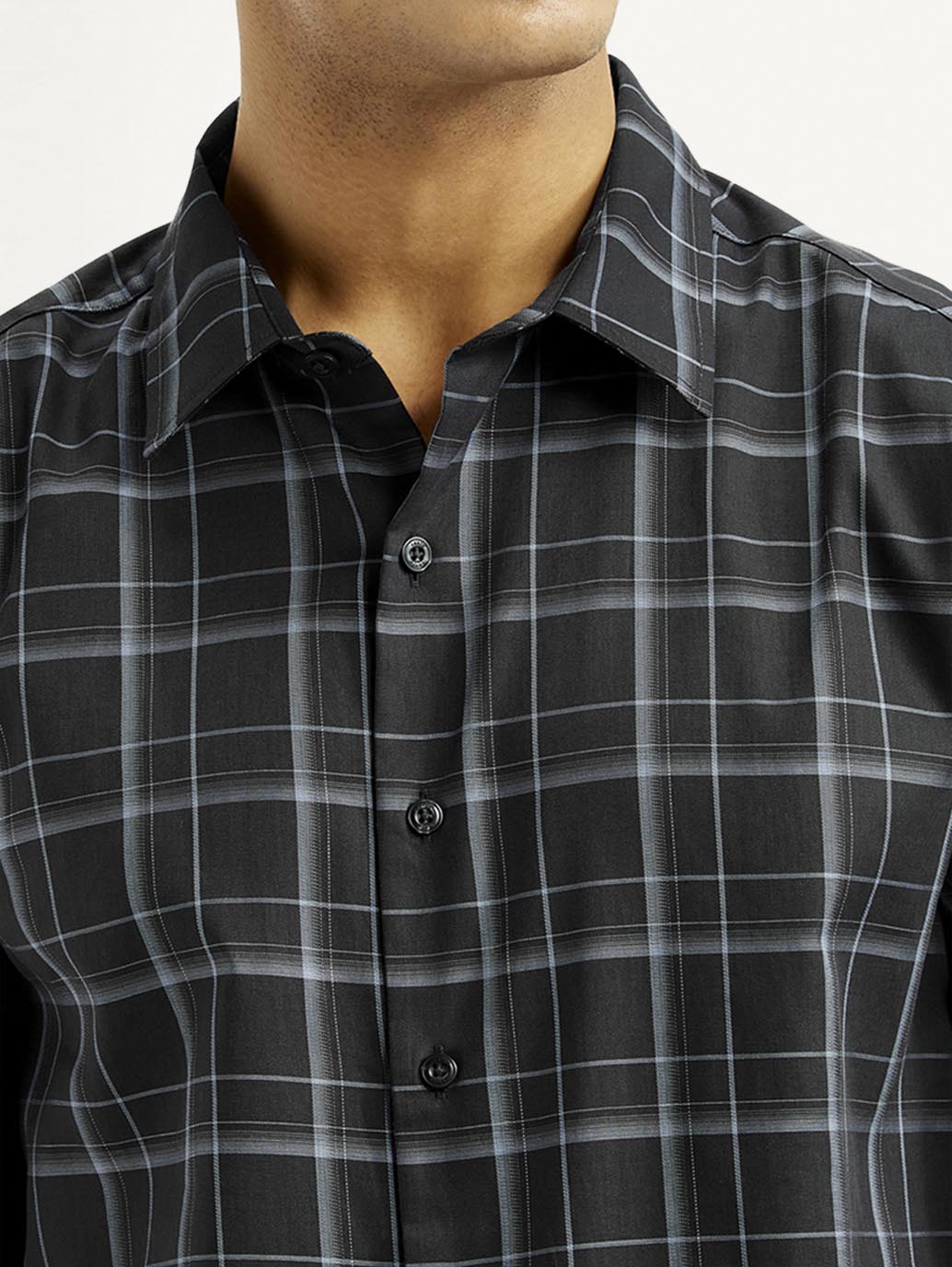 Men's Redloop Checkered Charcoal Grey Slim Fit Shirt - Image 4
