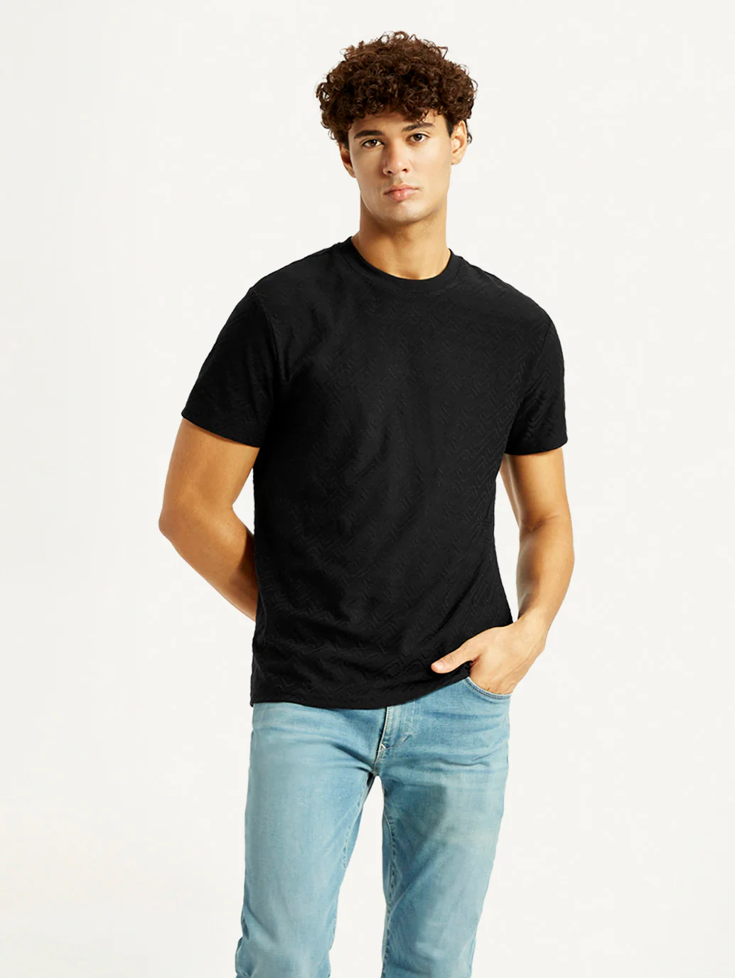 Men's Redloop Solid Black Slim Fit T-shirt - Image 2