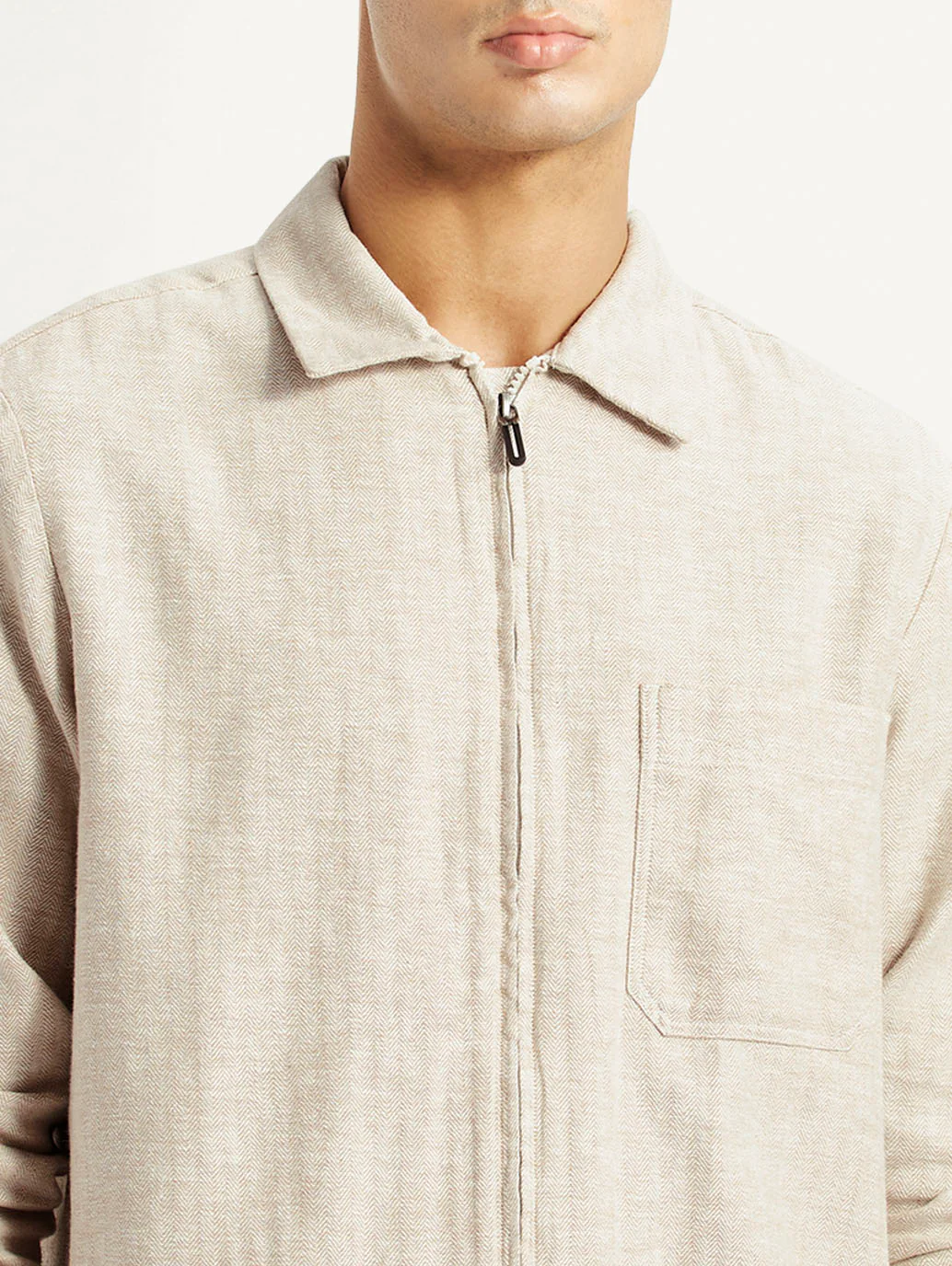 Men's Redloop Self Design Beige Shacket - Image 3