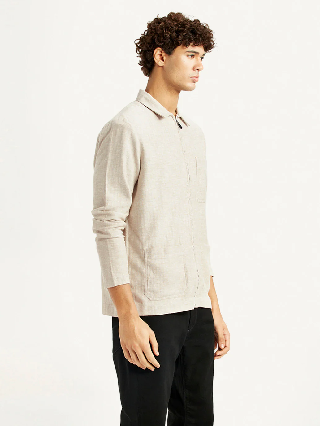 Men's Redloop Self Design Beige Shacket - Image 4