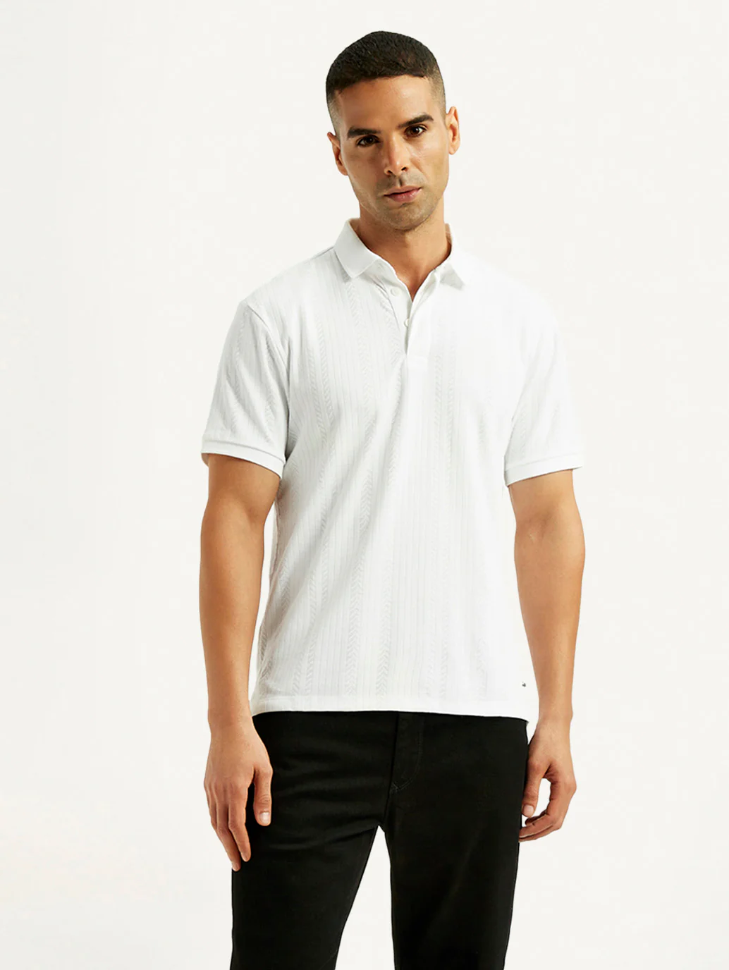 Men's Redloop White Slim Fit Polo T-shirt - Image 2