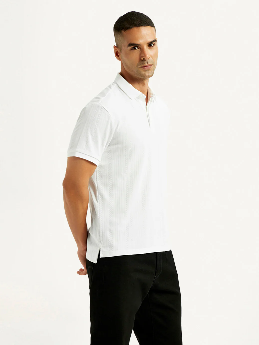 Men's Redloop White Slim Fit Polo T-shirt - Image 4