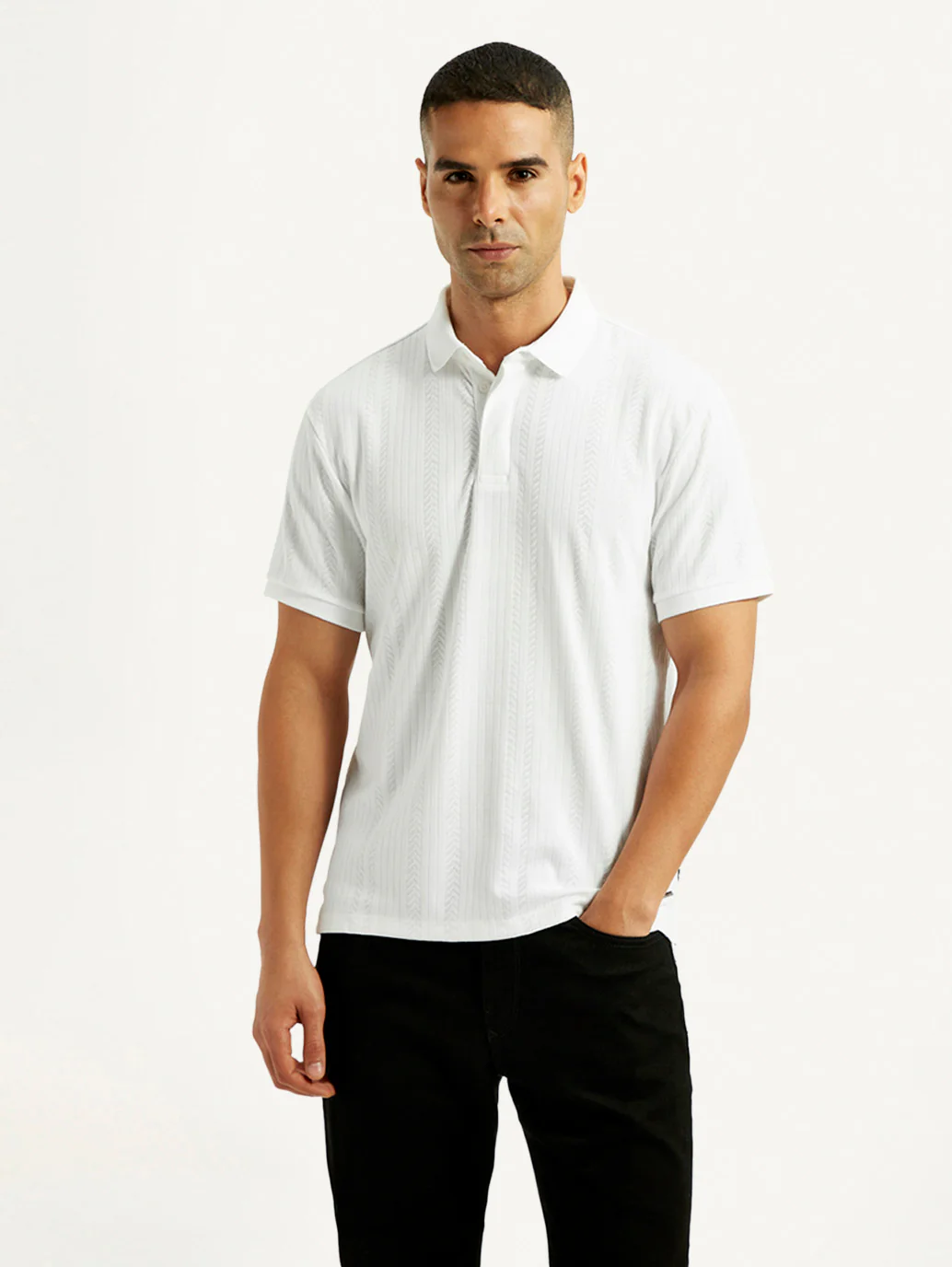 Men's Redloop White Slim Fit Polo T-shirt - Image 6