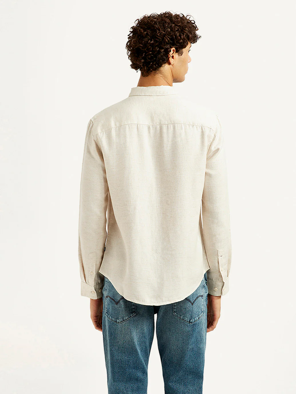 Men's Redloop Solid Beige Slim Fit Shirt - Image 3