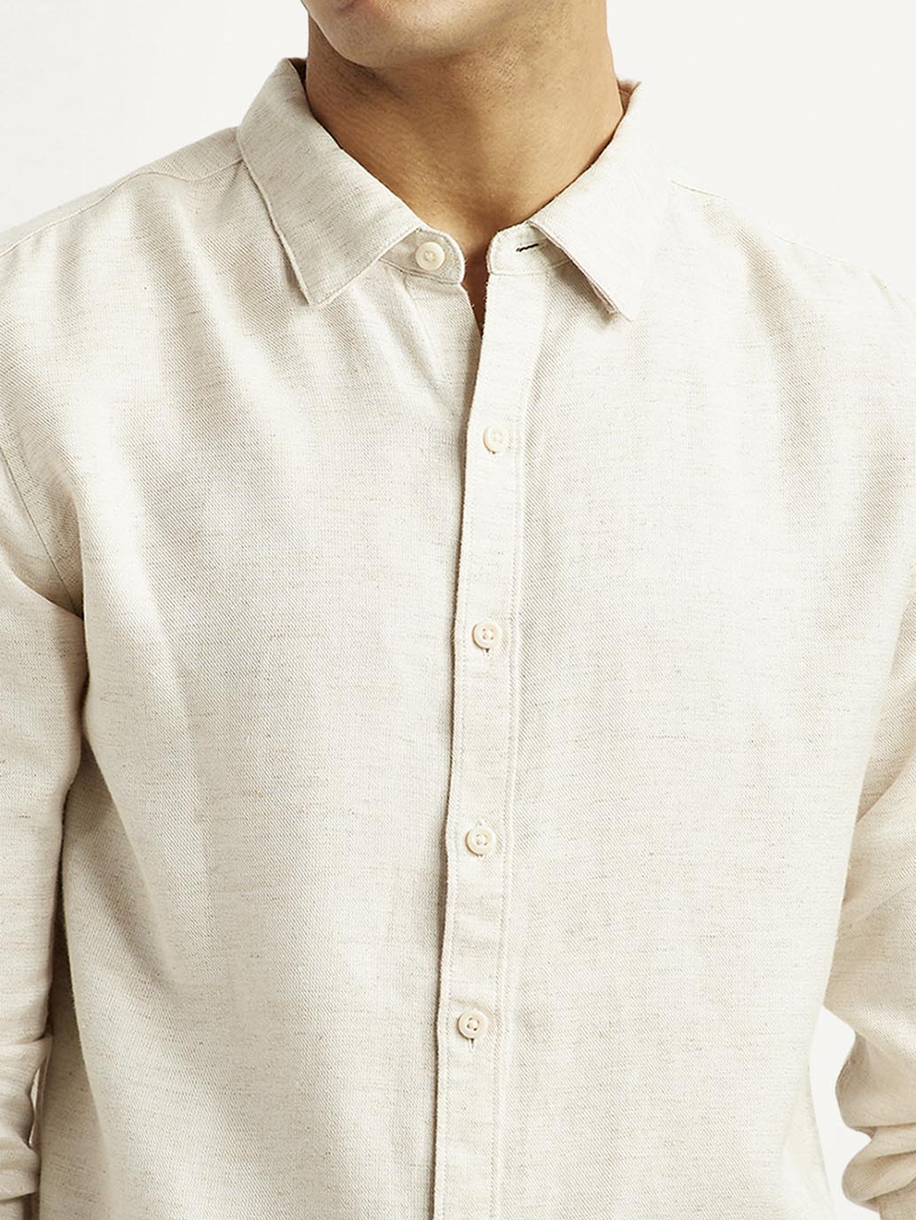 Men's Redloop Solid Beige Slim Fit Shirt - Image 4