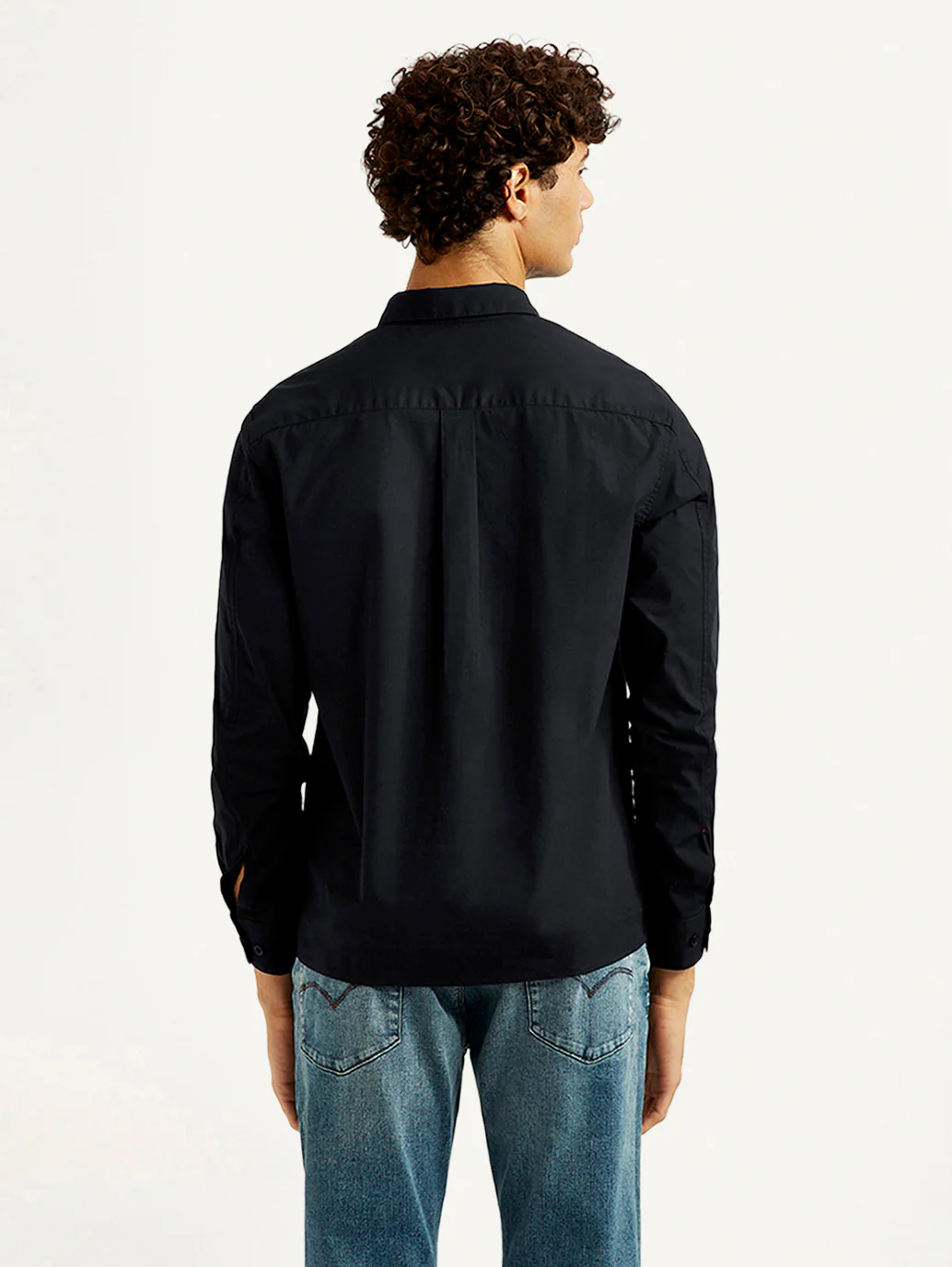 Men's Redloop Solid Black Slim Fit Shirt - Image 3