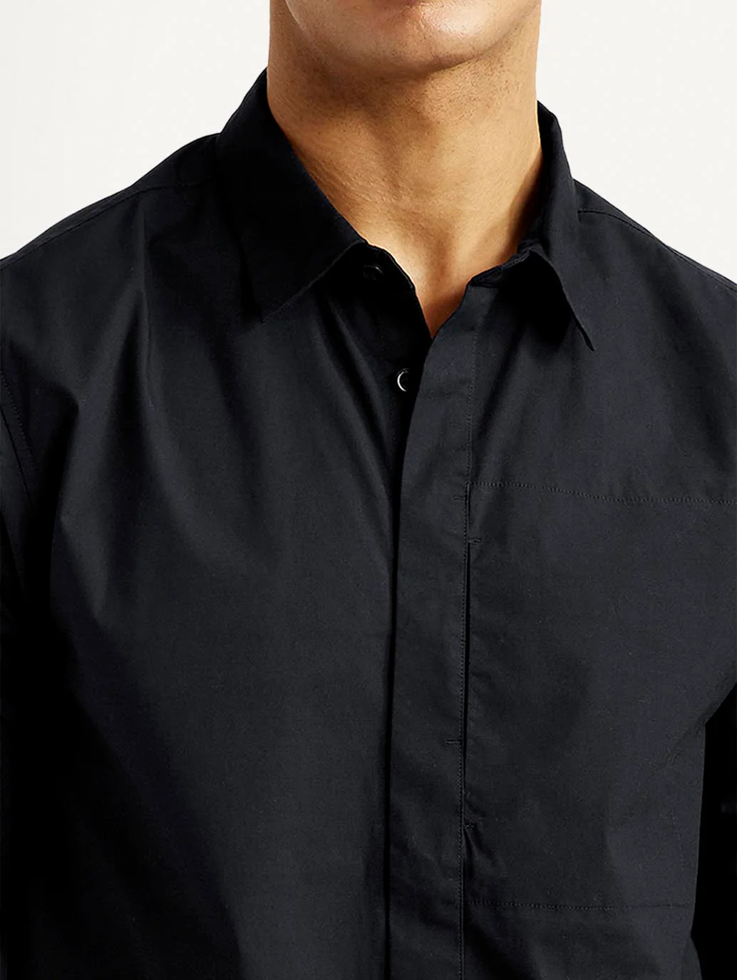 Men's Redloop Solid Black Slim Fit Shirt - Image 4