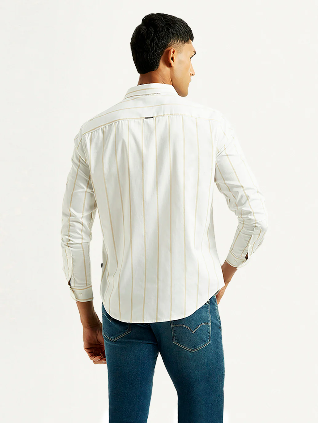 Men's Redloop Striped White Slim Fit Shirt - Image 2