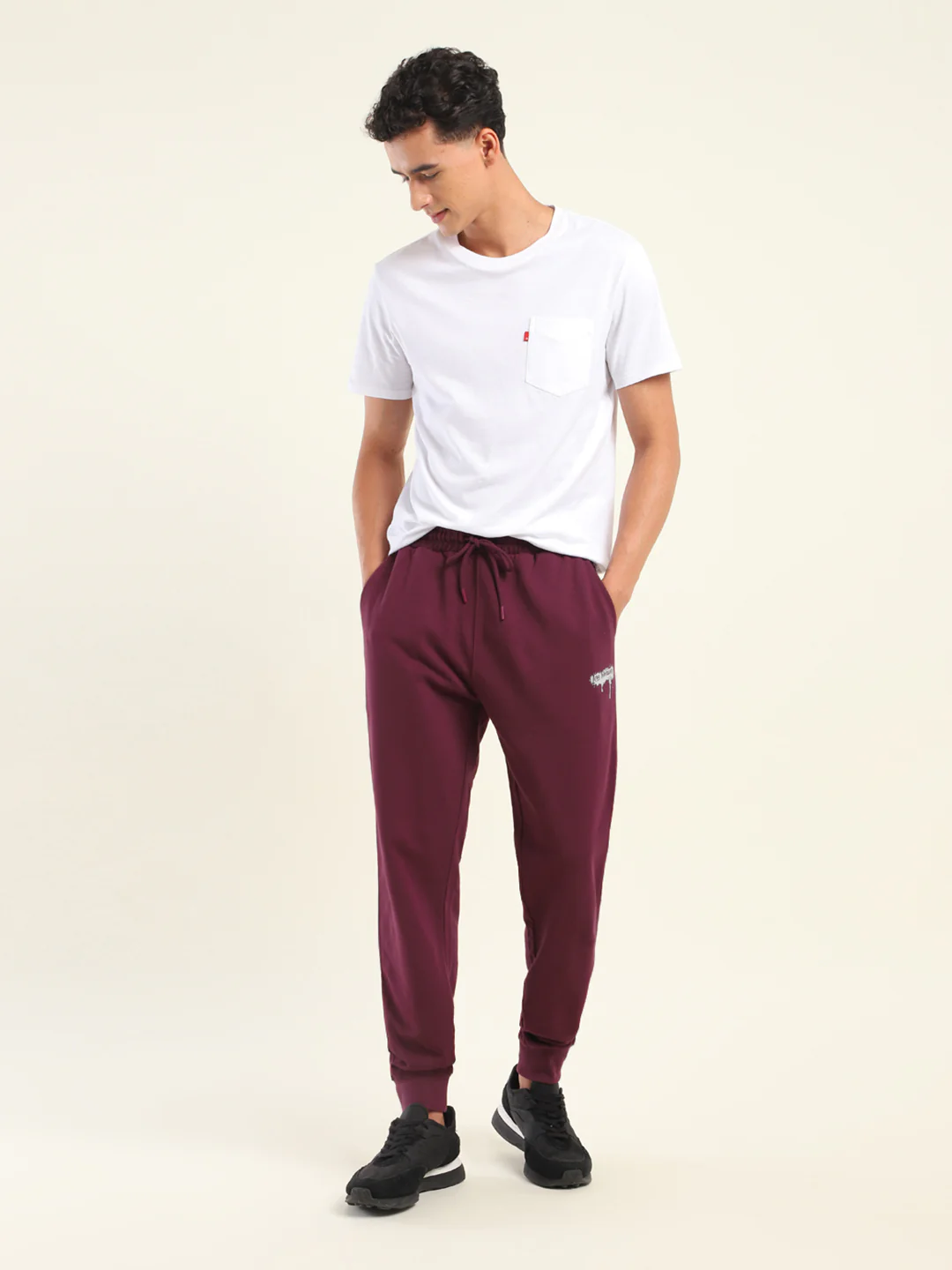 Men's Regular Fit Red Joggers - Image 2