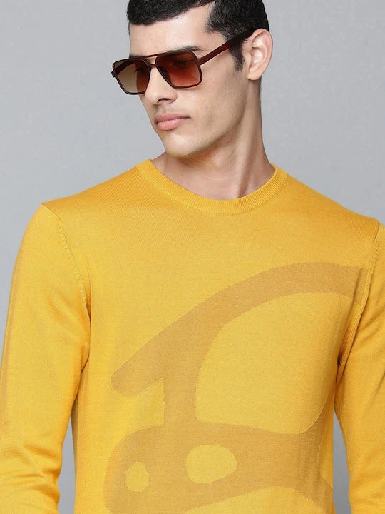 Men's Abstract Print Crew Neck Sweater - Image 2