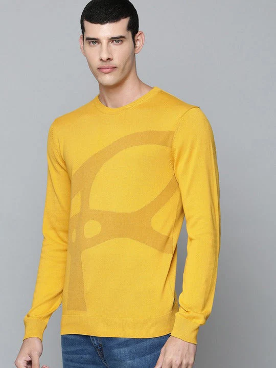 Men's Abstract Print Crew Neck Sweater - Image 3