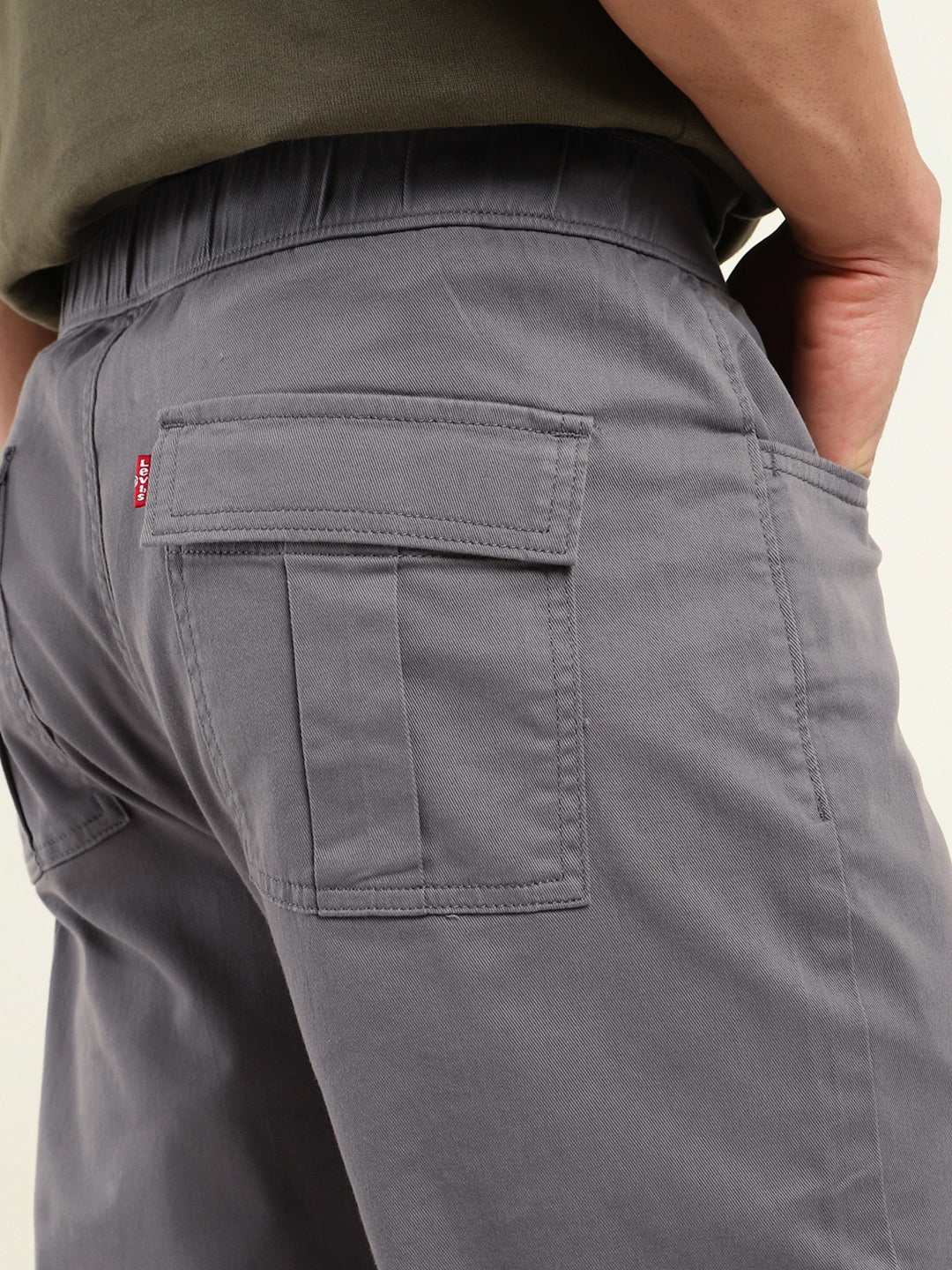 Men's Relaxed Fit Grey Jogger Cargos - Image 4