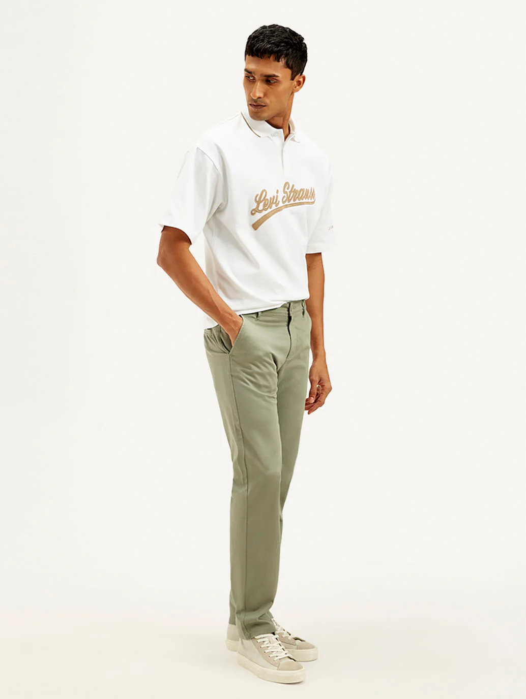 Men's Green Authentic Straight Fit Chino Pants - Image 6