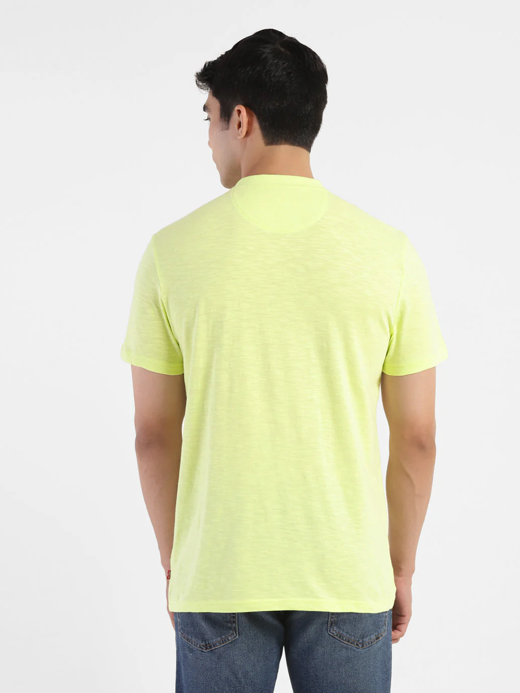 Men's Self Design Henley T-shirt Yellow - Image 3