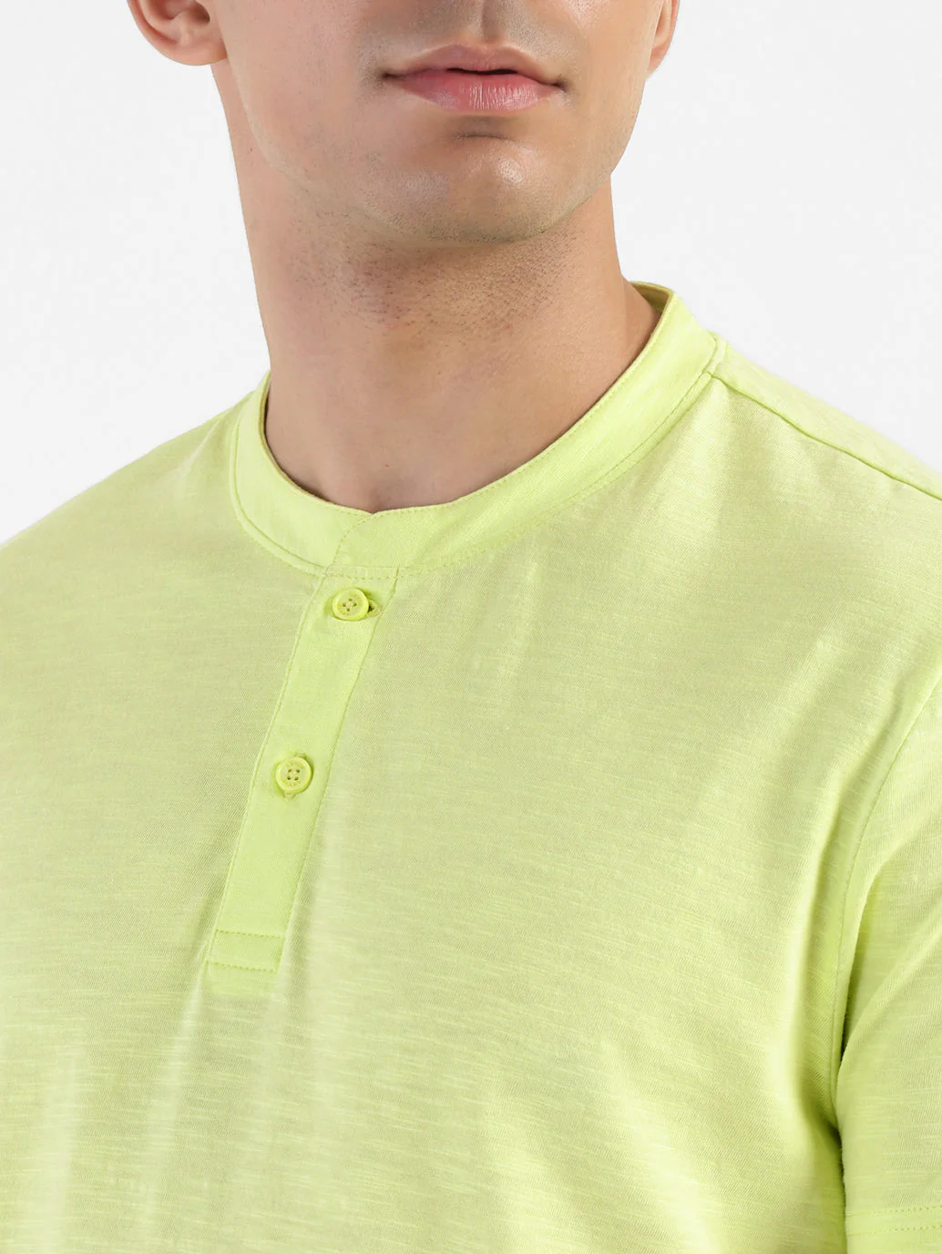 Men's Self Design Henley T-shirt Yellow - Image 6