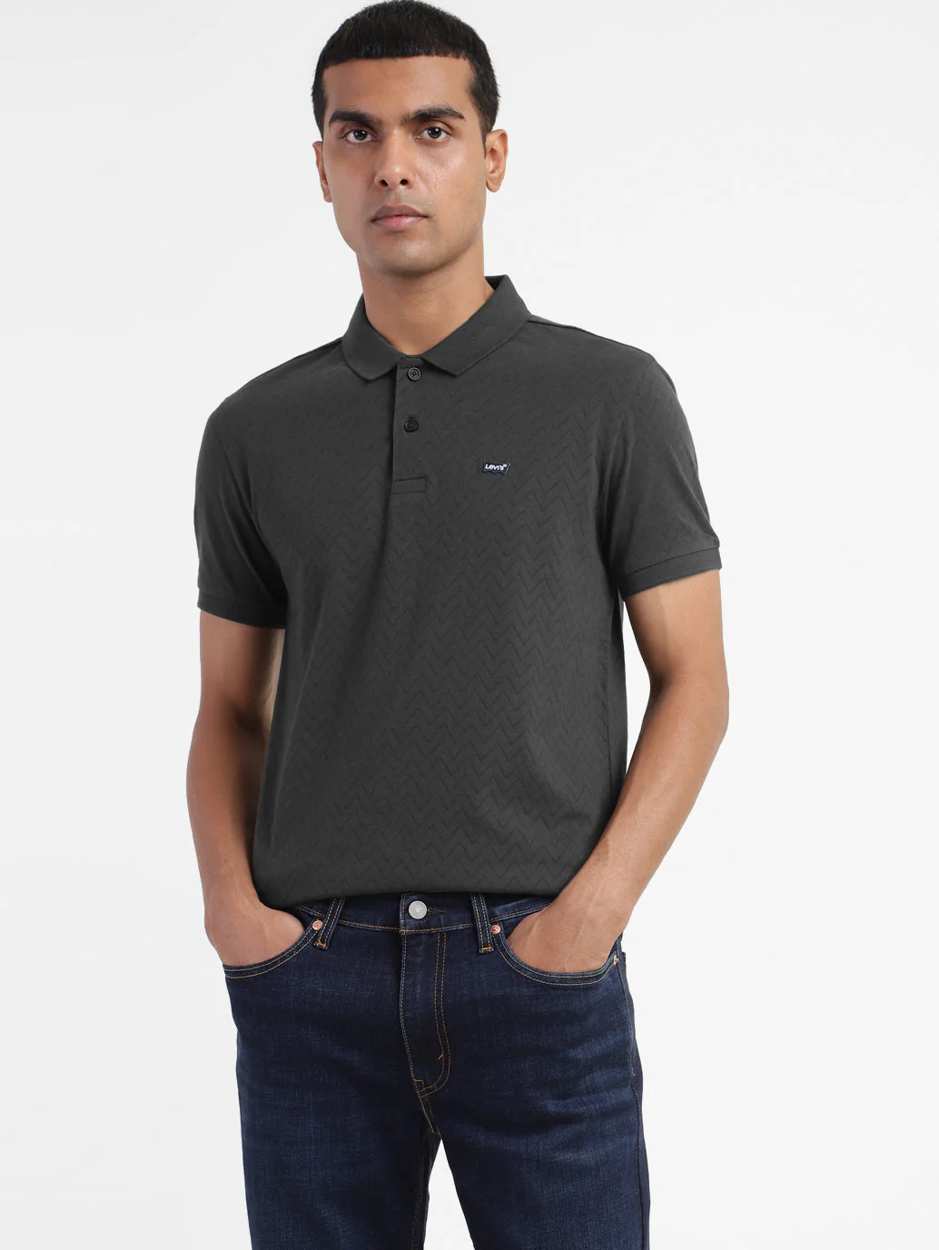 Men's Self Design Polo Collar T-Shirt - Image 2