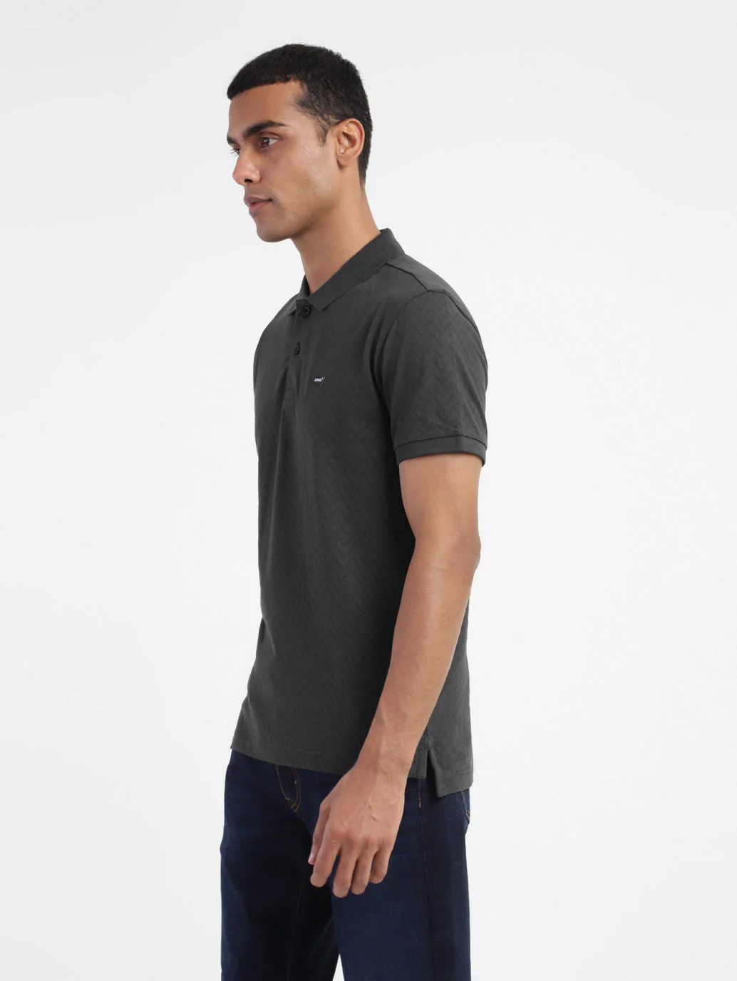 Men's Self Design Polo Collar T-Shirt - Image 4