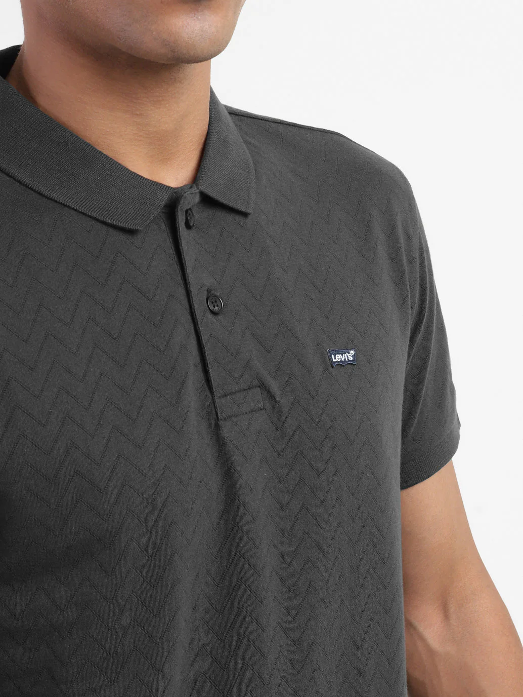 Men's Self Design Polo Collar T-Shirt - Image 5