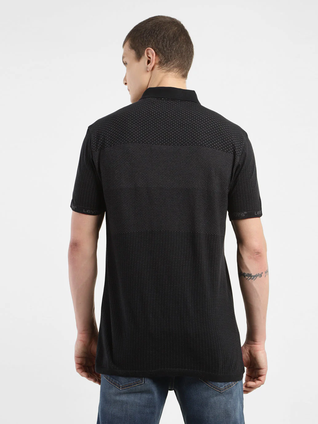 Men's Self Design Polo Collar T-shirt - Image 3