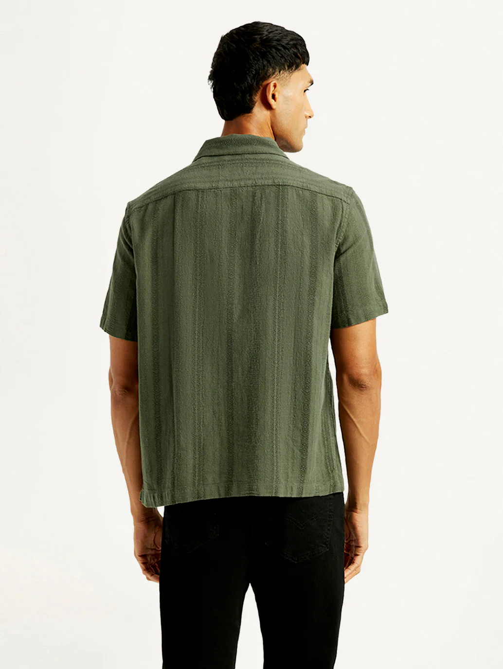Men's Self Design Slim Fit Resort Collar Shirt - Image 2