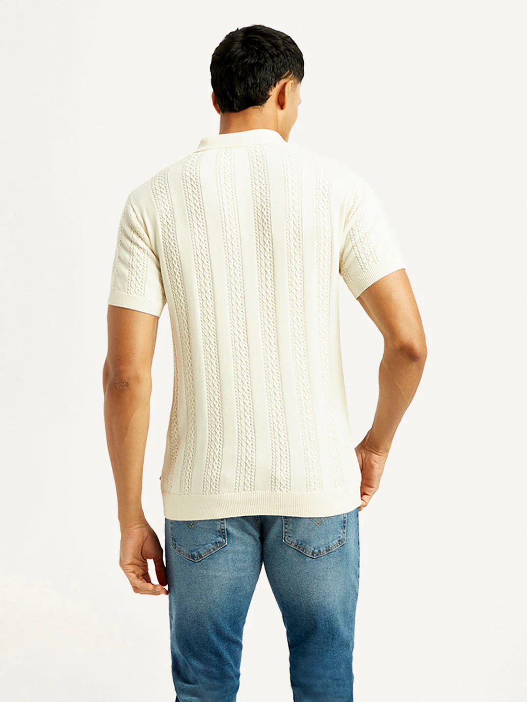 Men's Self Design Slim Fit Polo T-shirt - Image 2