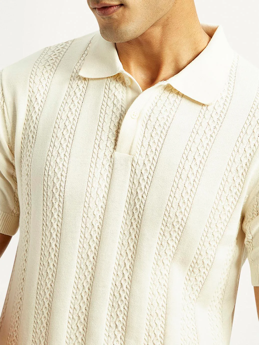Men's Self Design Slim Fit Polo T-shirt - Image 3