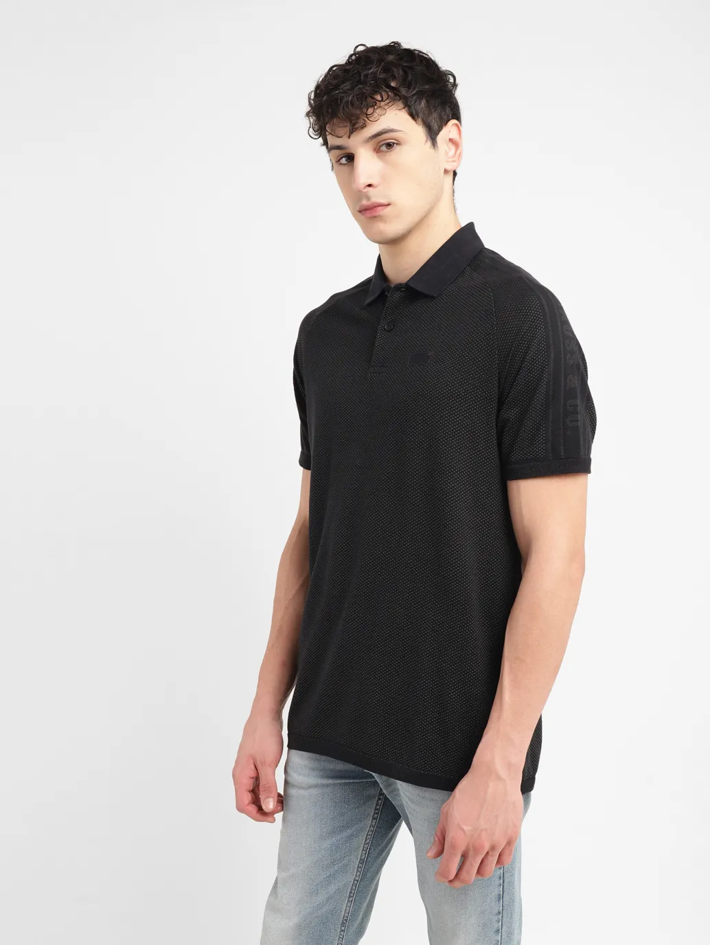 Men's Self Design Slim Fit Polo T-shirt - Image 4