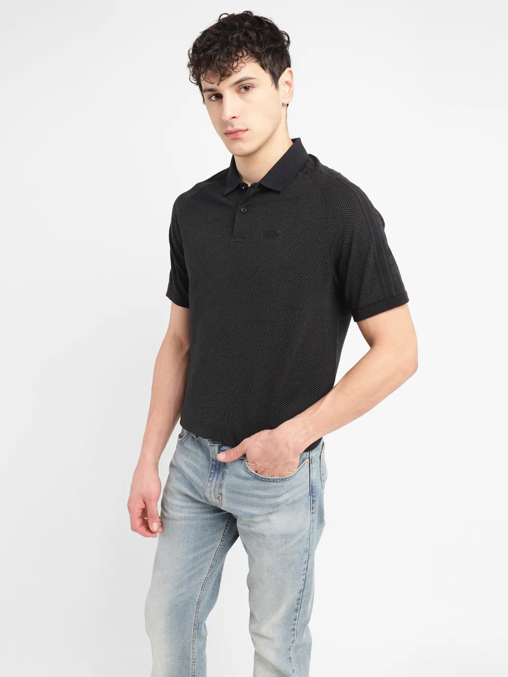 Men's Self Design Slim Fit Polo T-shirt - Image 6