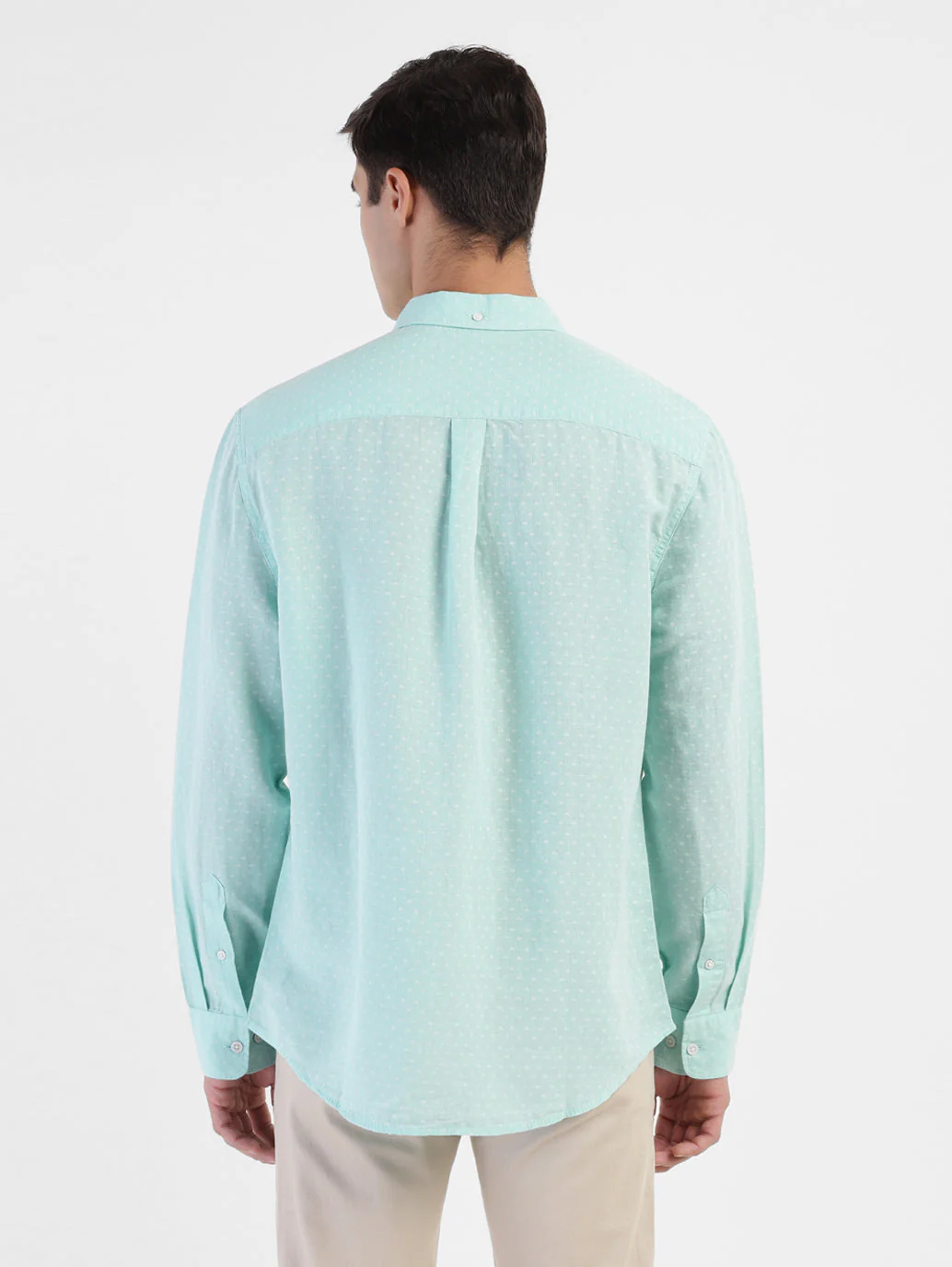 Men's Polka Dot Spread Collar Linen Shirt - Image 3