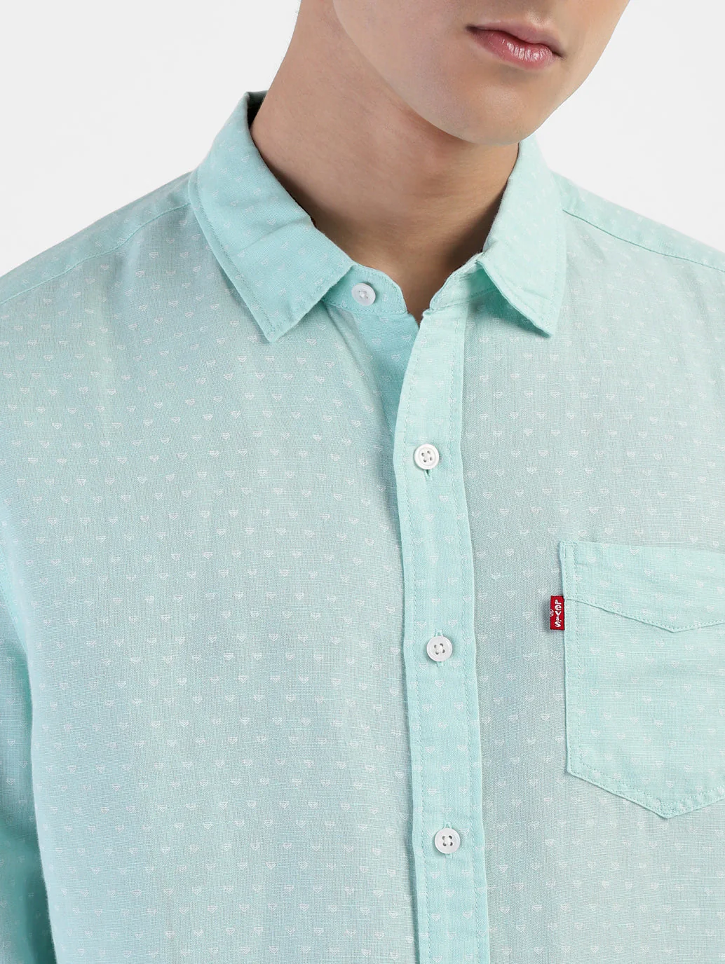 Men's Polka Dot Spread Collar Linen Shirt - Image 6