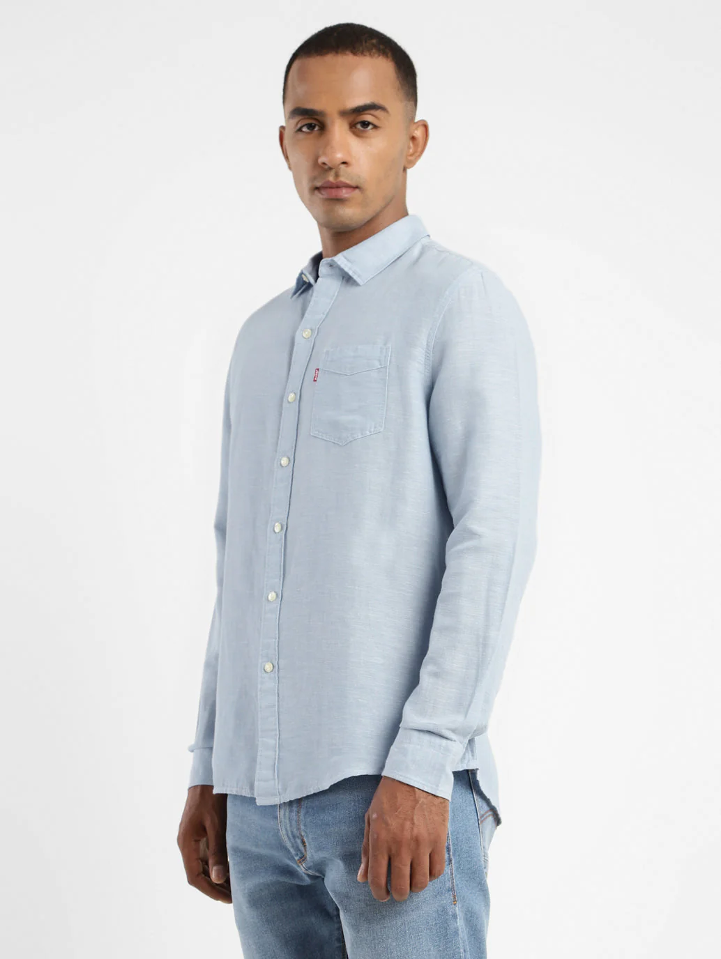 Men's Solid Spread Collar Linen Shirt - Image 4