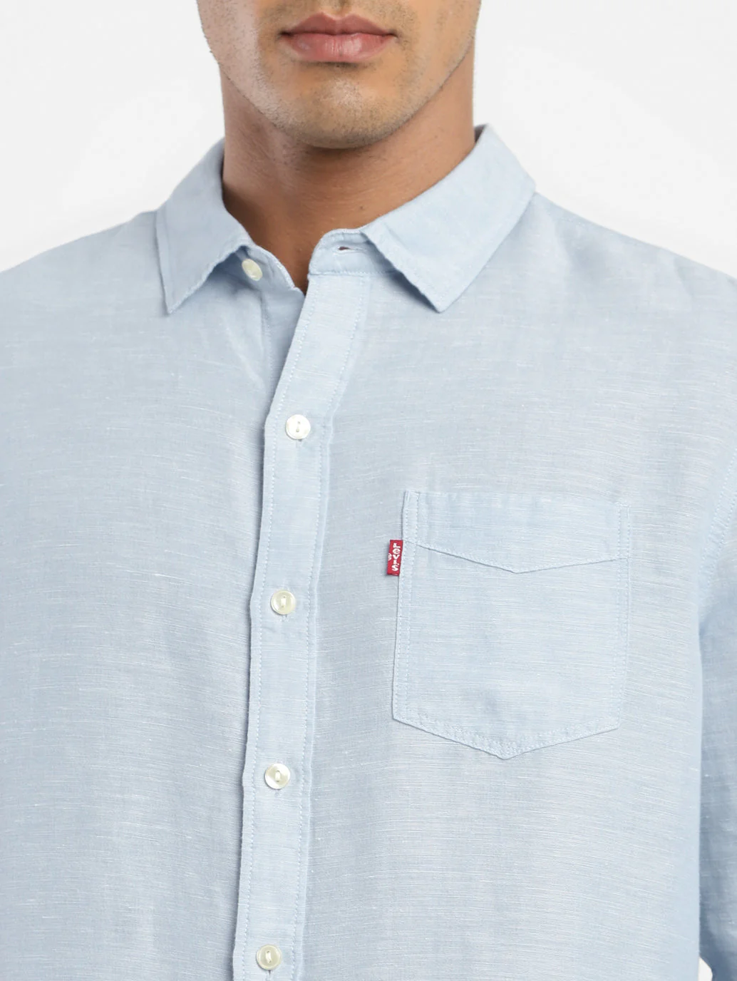 Men's Solid Spread Collar Linen Shirt - Image 5