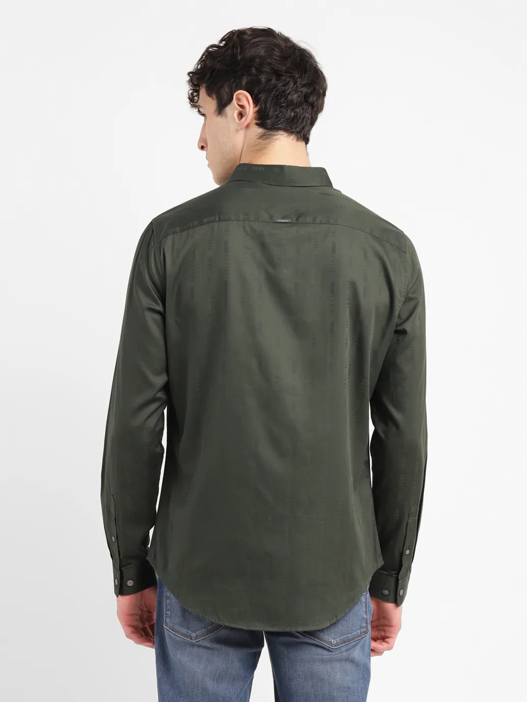 Men's Redloop Self Design Slim Fit Shirt - Image 3