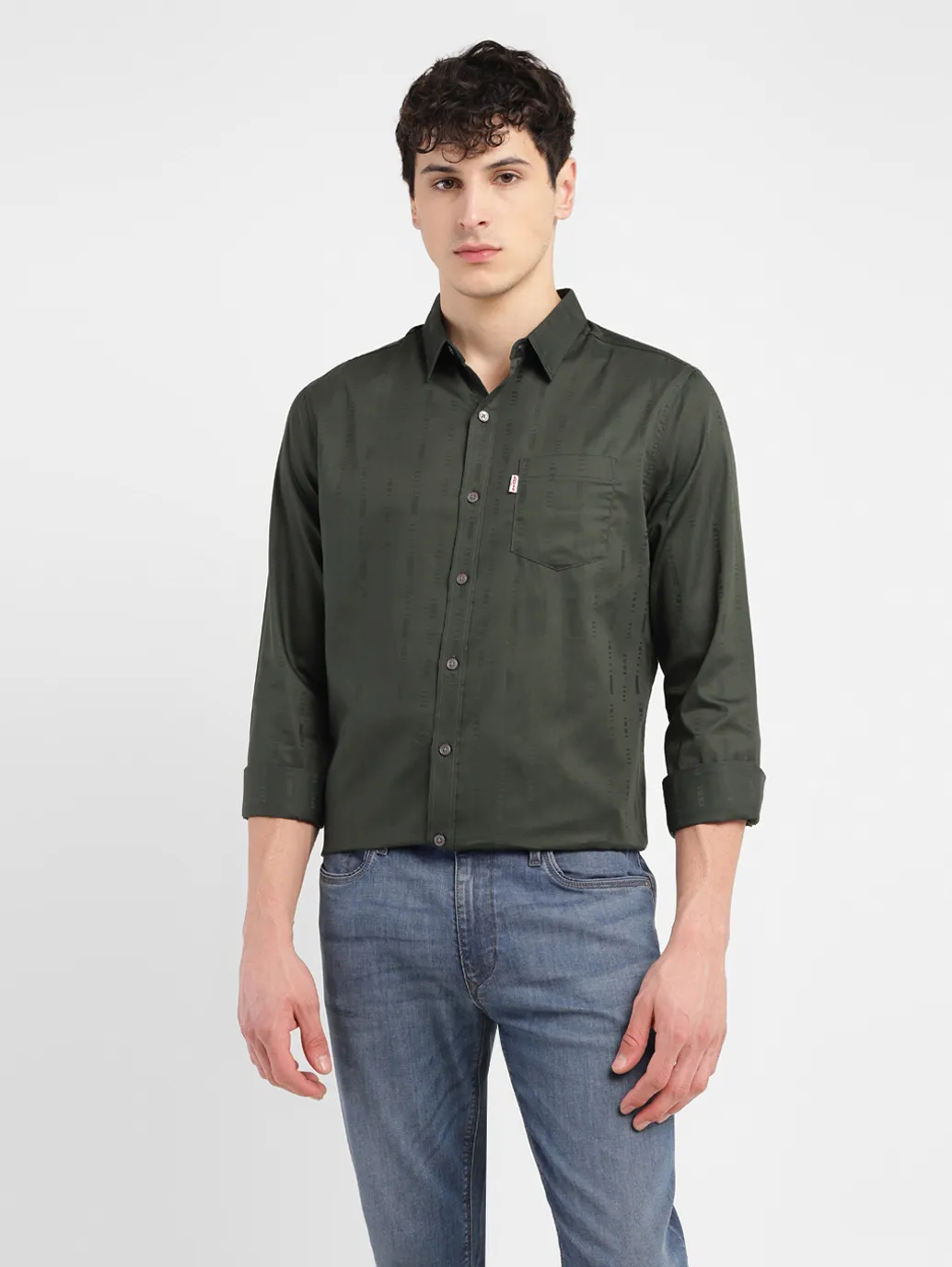 Men's Redloop Self Design Slim Fit Shirt - Image 6