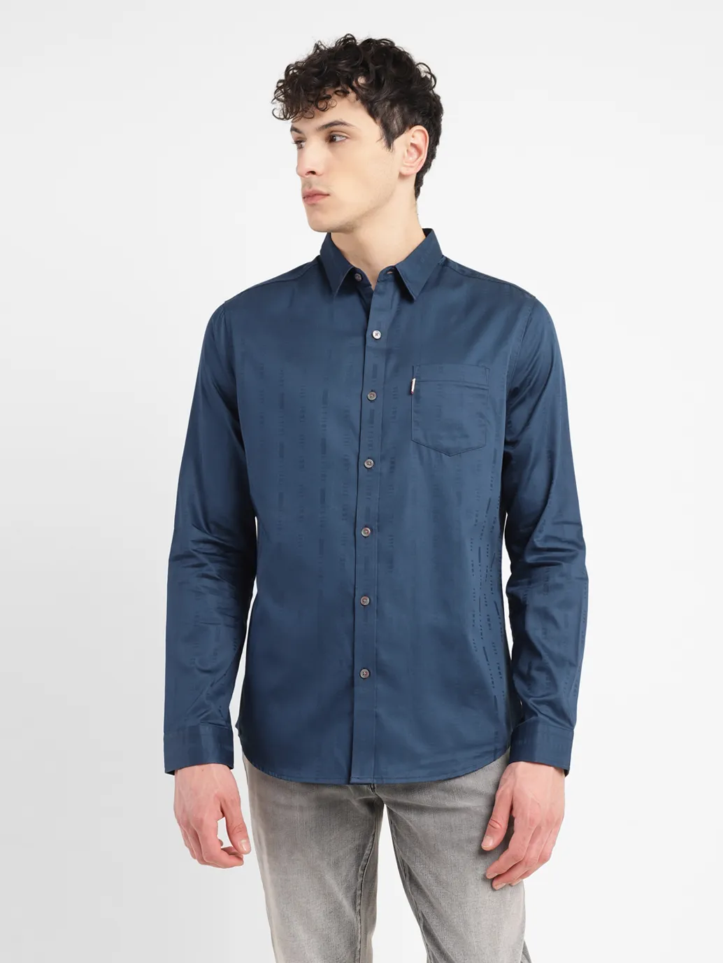 Men's Redloop Self Design Slim Fit Shirt - Image 2