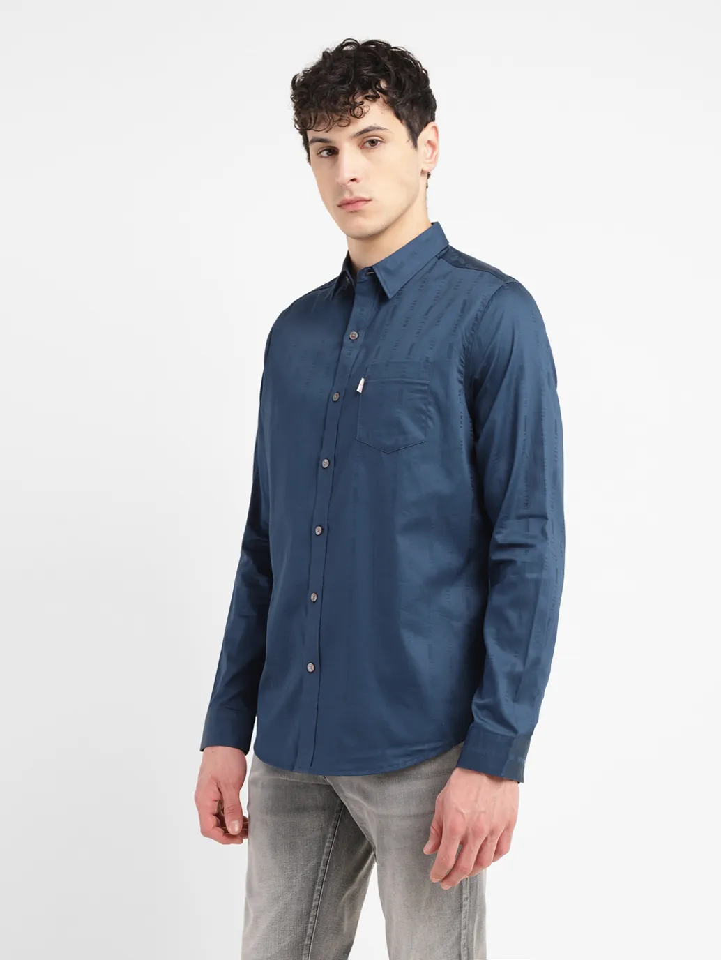 Men's Redloop Self Design Slim Fit Shirt - Image 4