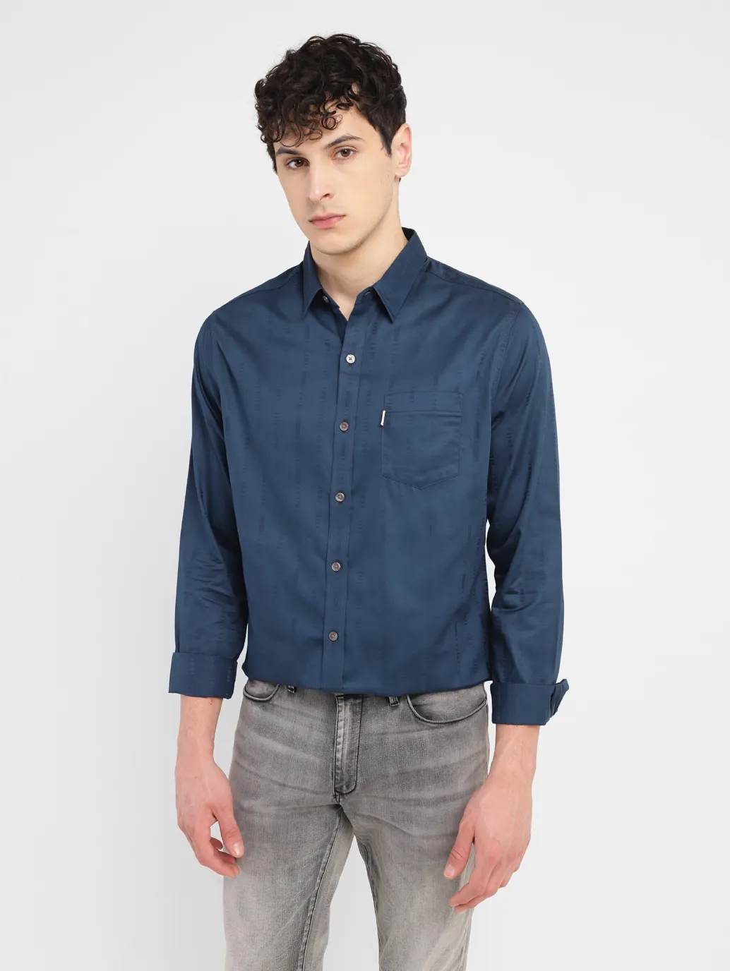 Men's Redloop Self Design Slim Fit Shirt - Image 6