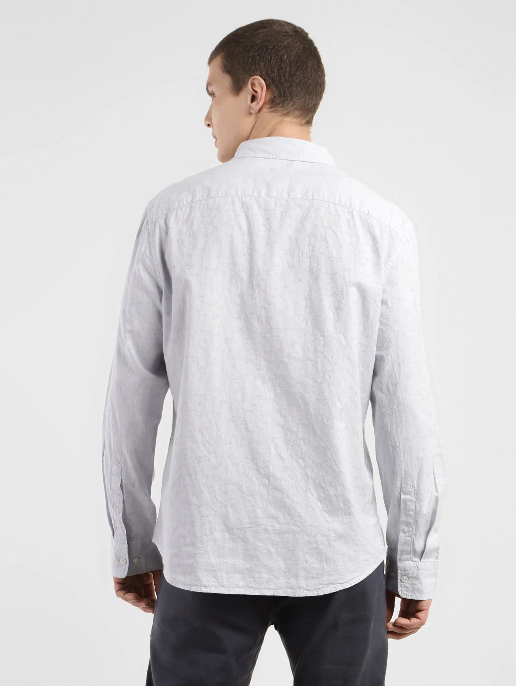 Men's Self Design Slim Fit Linen Shirt - Image 3