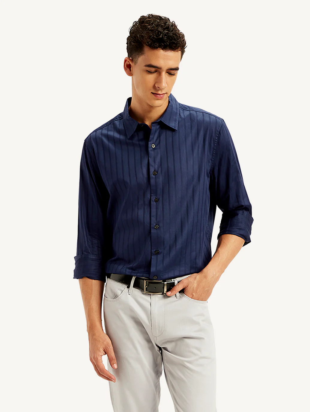 Men's Redloop Self Design Slim Fit Shirt