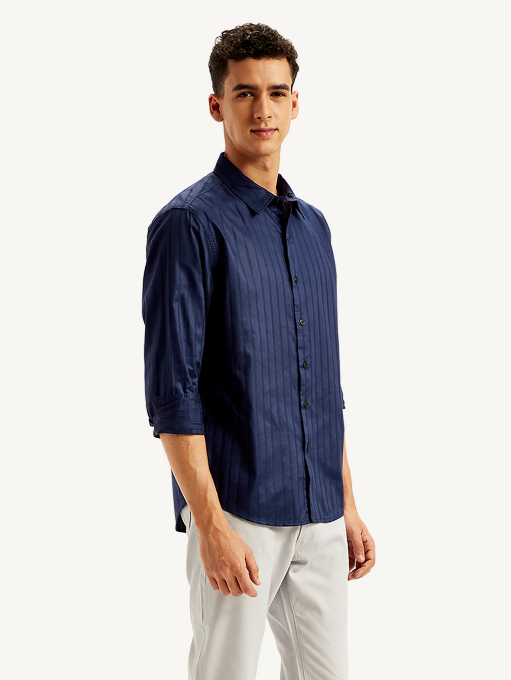 Men's Redloop Self Design Slim Fit Shirt - Image 5