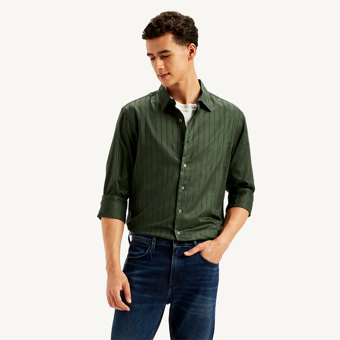 Men's Redloop Self Design Slim Fit Shirt