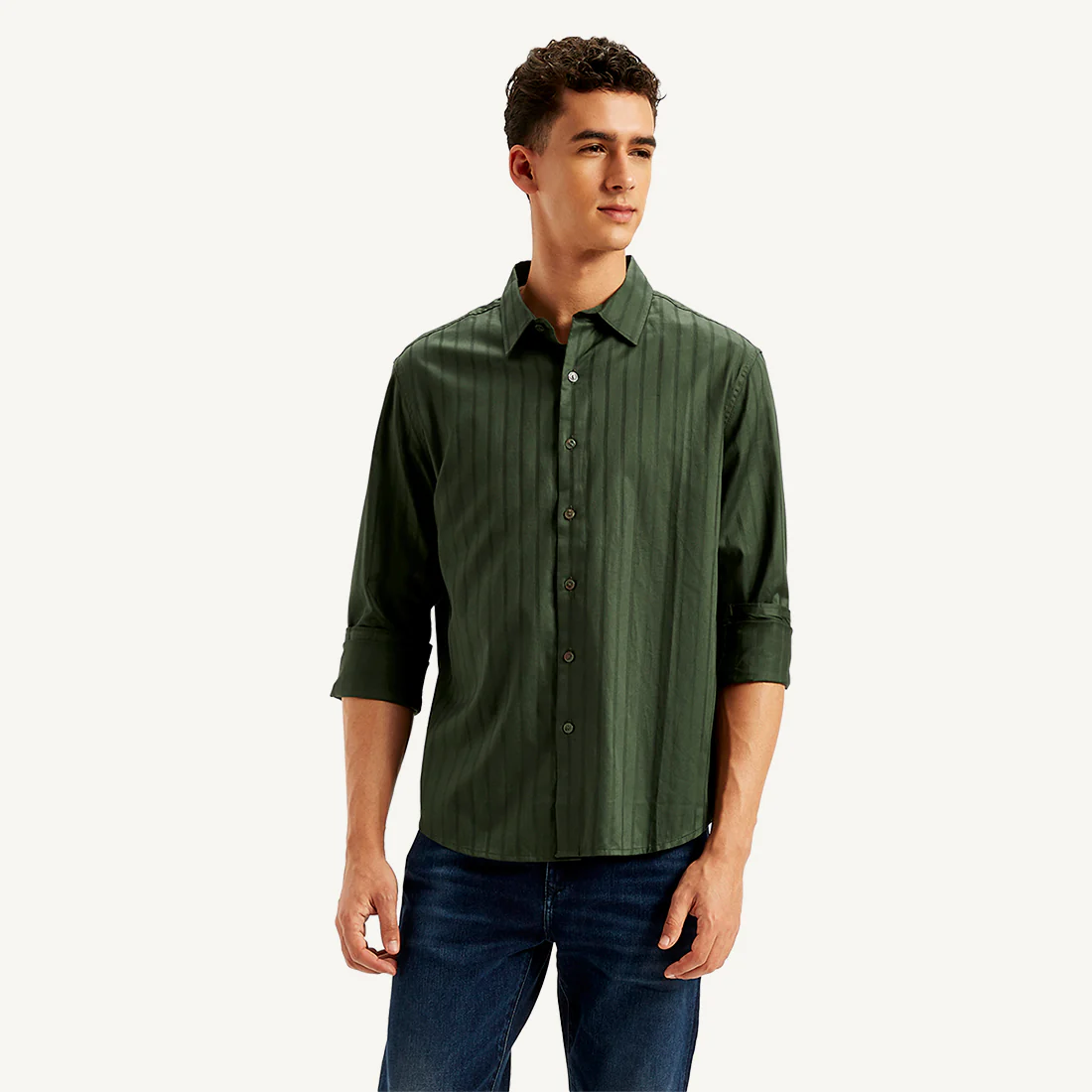 Men's Redloop Self Design Slim Fit Shirt - Image 2