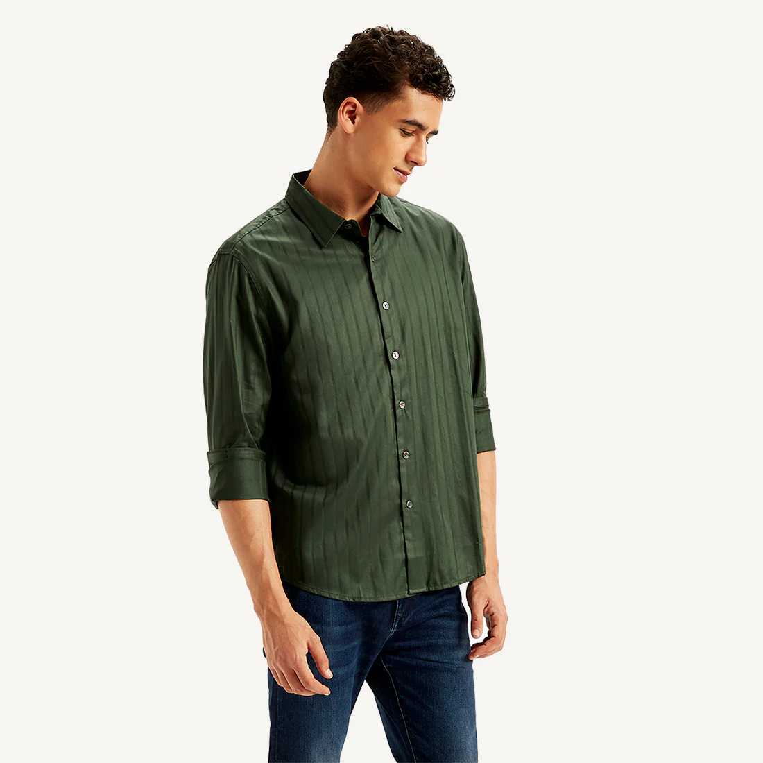 Men's Redloop Self Design Slim Fit Shirt - Image 4