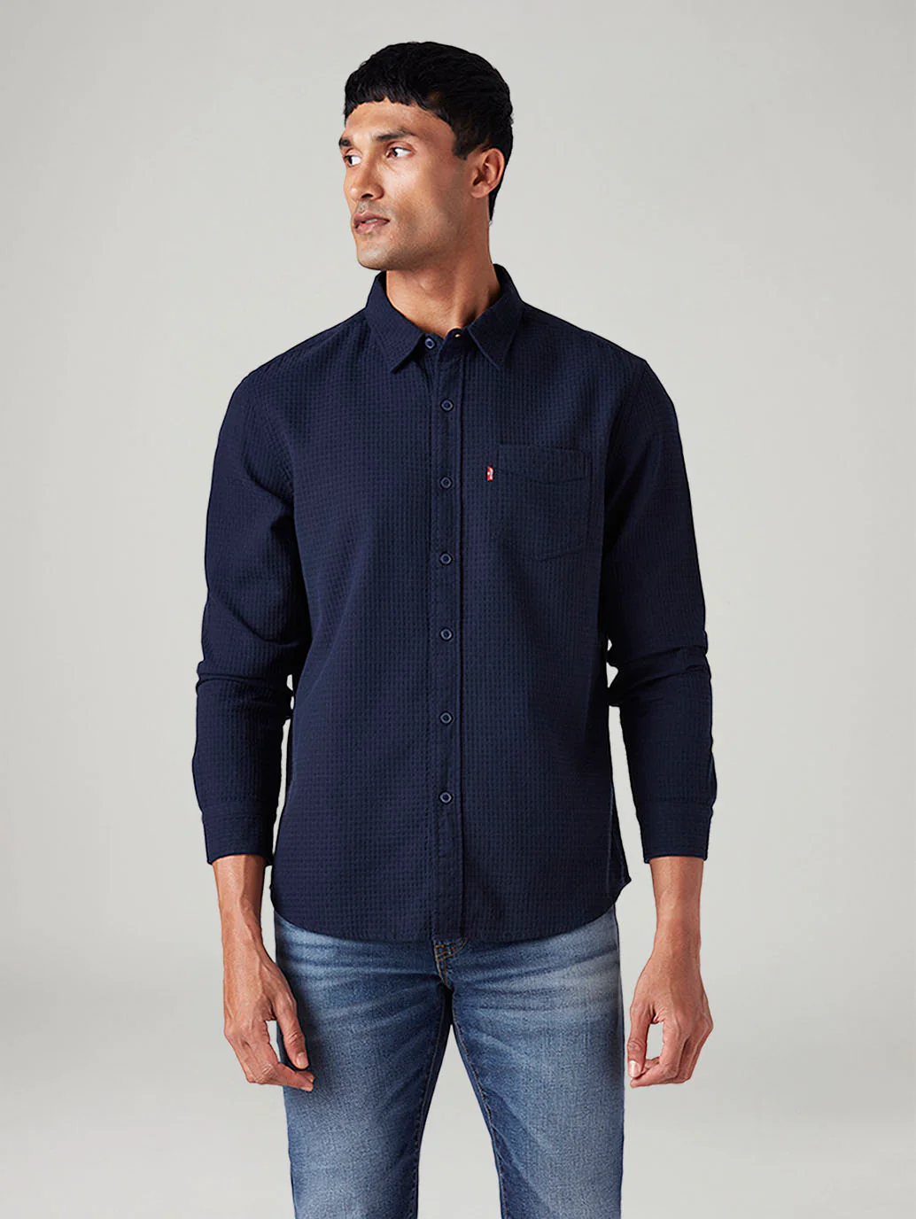 Men's Self Design Slim Fit Textured Shirt - Image 3
