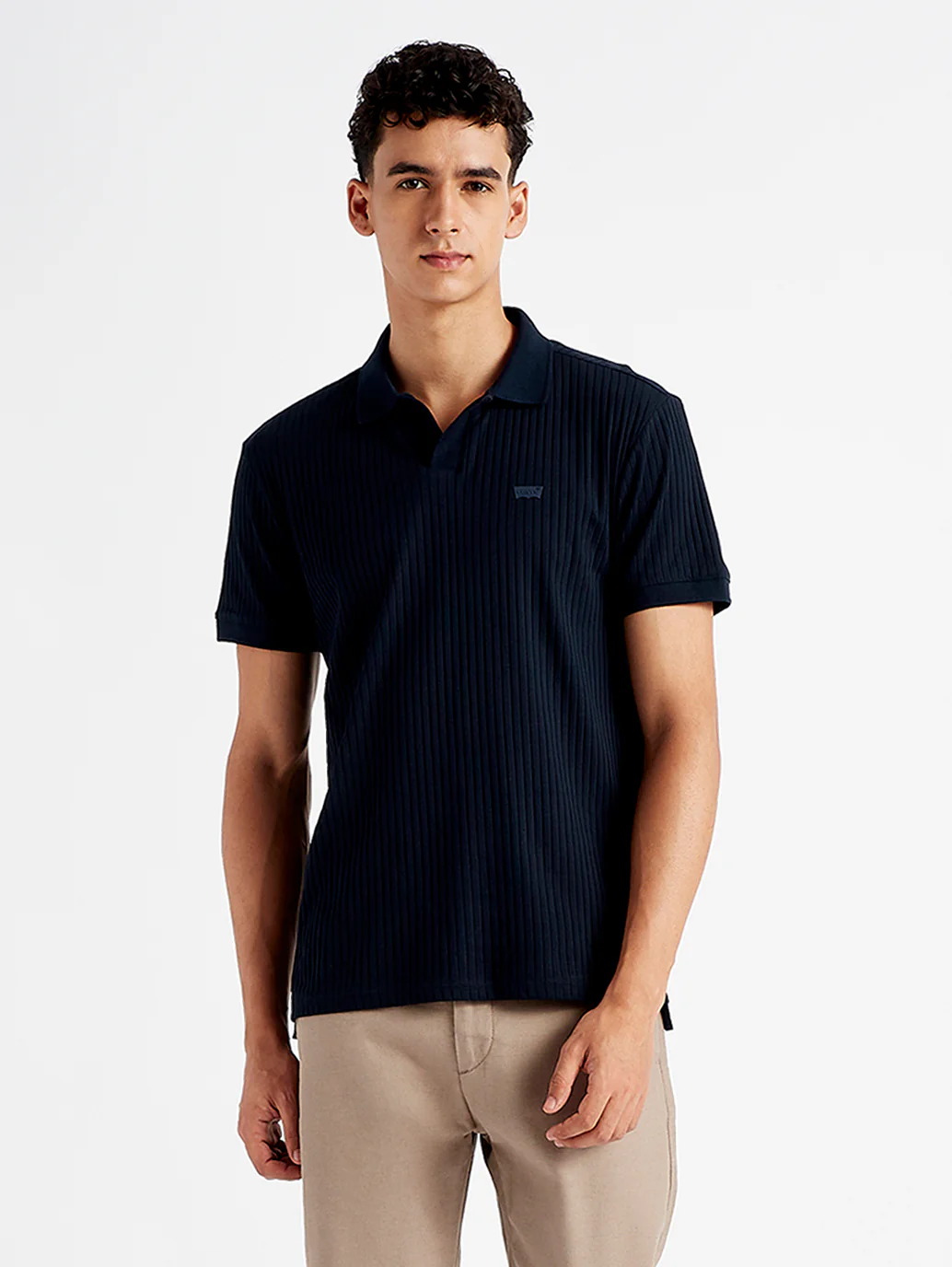 Men's Self Design Slim Fit Polo T-Shirt - Image 2