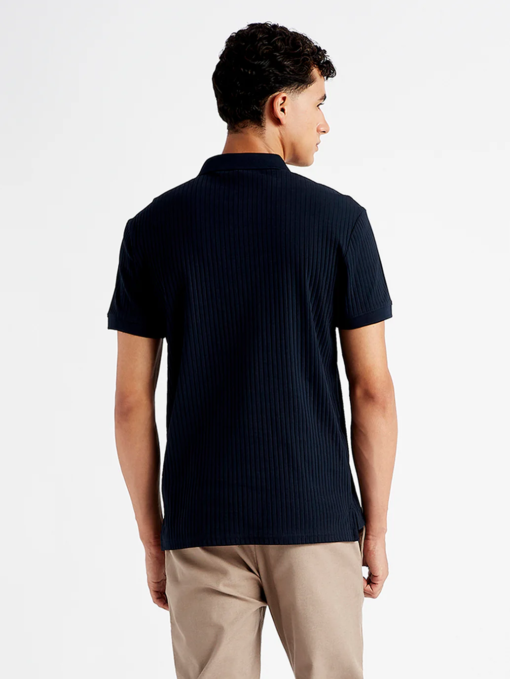 Men's Self Design Slim Fit Polo T-Shirt - Image 3