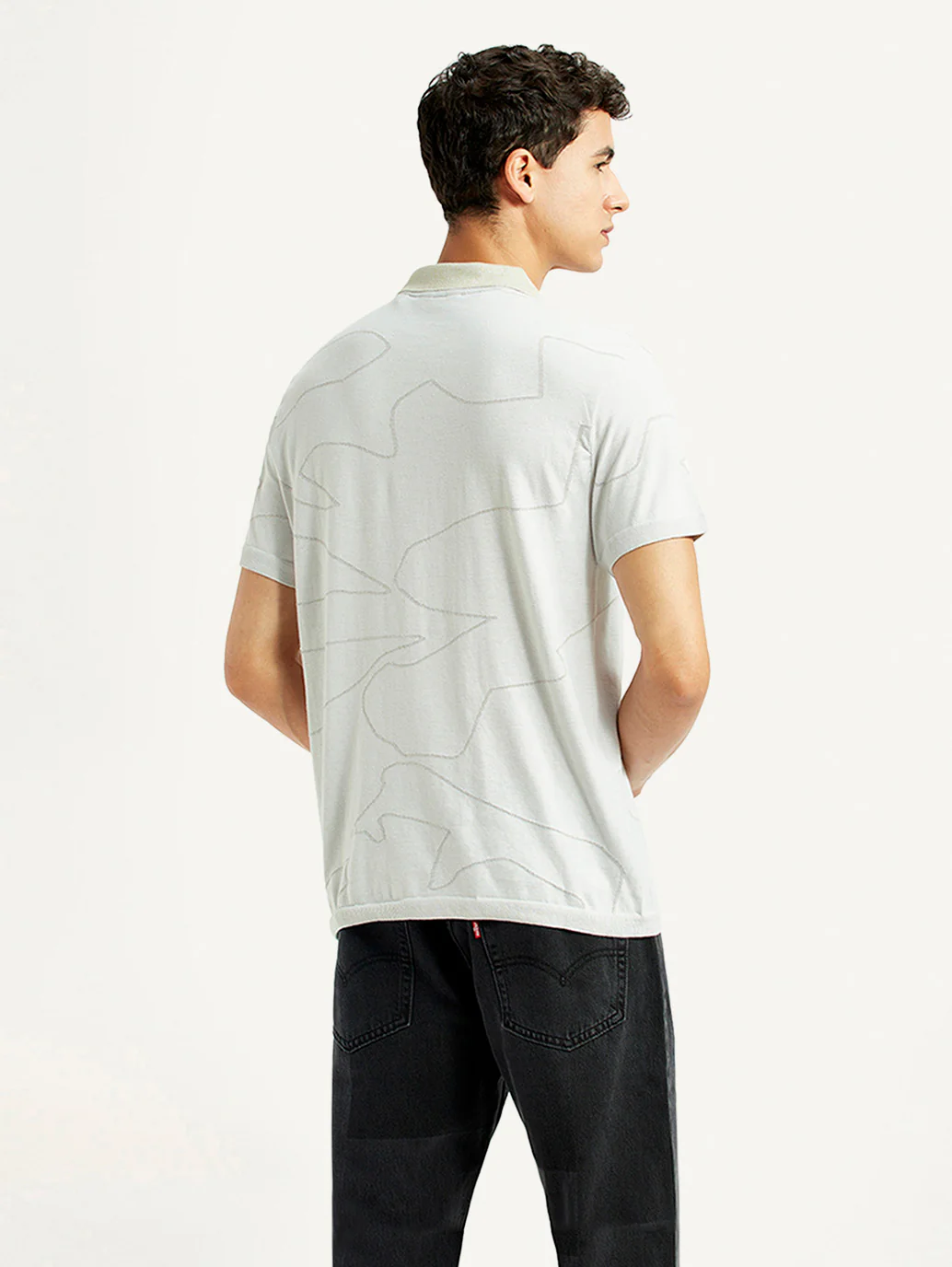 Men's Solid White Slim Fit Polo T-shirt - Image 2